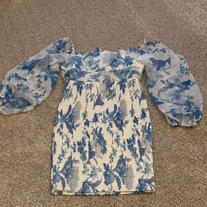 Lena Blue and White Floral Dress